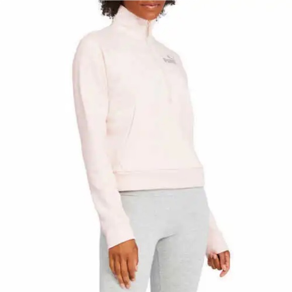 Puma half zip pull over sweatshirt. Women’s size large in powder pink. - Picture 1 of 7